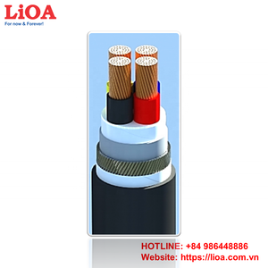 Câble d'alimentation LiOA 4 conducteurs, 1 conducteur à terre, aluminium/DSTA/XLPE/PVC, basse tension 0,6/1kV, AXV/DSTA-3x50+1x35 - Product Image 3