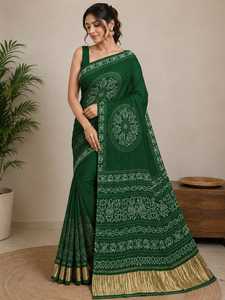 Sari de Diseño con Estampado Bandhani de Seda Gajji Inspirado en Gujarat - Product Image 4
