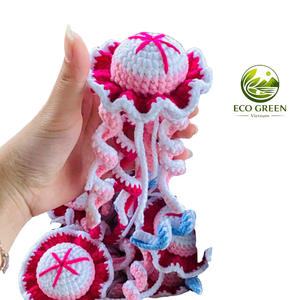 Handmade Crochet Jellyfish Keychain Soft Cotton Amigurumi Ocean Animal Pendant Cute <b>Bag</b> <b>Charm</b> Gift for Girls Kids - Product Image 2