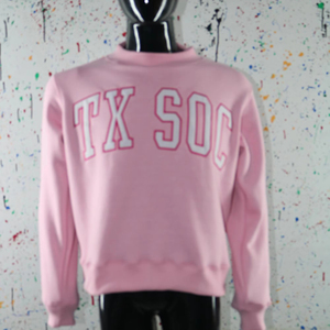 เสื้อสเวตเชิ้ตคอเต่า TX SOC สีชมพู ปักลายสีขาว 100% คอเสื้อกว้าง ยี่ห้อ URBAN PRODUCTIONS - Product Image 1