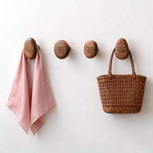 Wood Wall Mounted Hook Decorative Coat Rack <b>Bow</b> Pattern Storage <b>Holder</b> for Home Entryway - Product Image 1