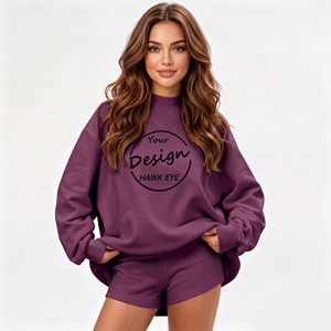 Sweat-shirt ample à col montant en polaire de haute qualité pour femme avec broderie appliquée personnalisée - Product Image 1