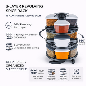 Kitchen Spice Rack Organizer 3 Layer Rotatable 360° Spice Rack with <b>Plastic</b> <b>Storage</b> <b>Containers</b> Airtight Kitchen <b>Storage</b> Box - Product Image 4