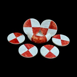 Ensemble de sous-verres en marbre indien incrusté, sous-verres en pierre faits à la main - Product Image 1