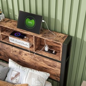 Letto singolo in metallo con testiera contenitore, stazione di ricarica e libreria - Non richiede rete a doghe - Product Image 4