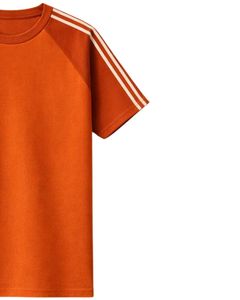 T-shirt à manches raglan orange et blanc pour homme, décontracté, été, col rond, épaules rayées, respirant, mélange de coton, doux et confortable à porter - Product Image 4