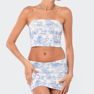 Hot Selling Sexy Casual Sleeveless Strapless Crop <b>Top</b> and Pants Women Two Piece Set - Product Image 2