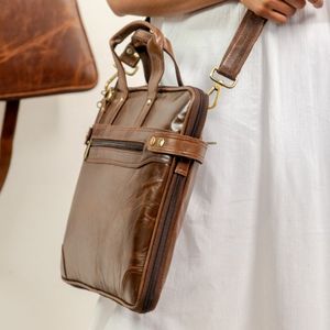 Sac bandoulière messager carré décontracté en cuir véritable, style vintage, simple et étanche, pour poitrine ou épaule - Product Image 4