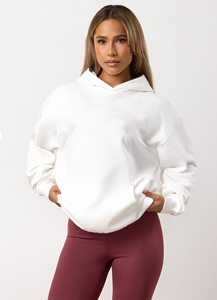 Women Oversized Pullover Hoodie Heavy Fleece Solid Color Basic Sweatshirt Kangaroo Pocket Luxury Casual <b>Top</b> - Product Image 5