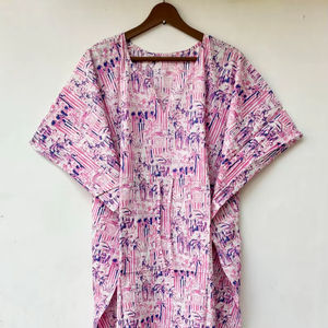 Vestido Kaftan Casual de Verano sin Mangas con Estampado Floral Tropical Digital, de Algodón, para Mujer, Islas del Pacífico Asiático - Product Image 1