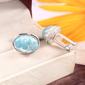 Gemstone Natural Larimar Azul, Gemas para Hombre, Gemas para Traje Formal de Lujo, Accesorios para Traje de Novio, Set de Regalo para Boda, Joyería al por Mayor - Product Image 2