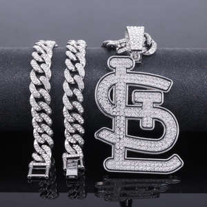 Collar con Colgante de Letra Inglesa LST, Plata de Ley 925, Chapado en Oro, Estilo Hip Hop, Venta al Por Mayor del Fabricante - Product Image 6