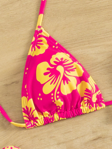 2 Piece Swimsuit Floral Print Bright Colours Double Layer Fabric Sexy <b>Bikini</b> Set Bathing Suit Top <b>Bikini</b> Set Beachwear - Product Image 5