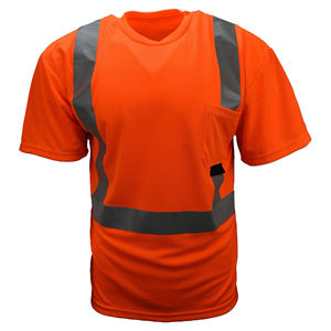 Camiseta de Seguridad Reflectante de Alta Visibilidad ANSI Clase 1 Personalizada al por Mayor, de Poliéster Impermeable con Bolsillo con Luz LED para Hombre - Product Image 3
