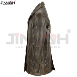 Produit le plus vendu : Manteau long en cuir, meilleur manteau long en cuir slim pour homme pour l'hiver, design personnalisé, manteaux en cuir, couleur personnalisée - Product Image 4