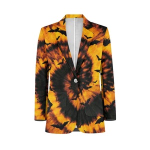 Blazer imprimé violet Halloween à manches longues, revers cranté, boutonnage frontal, pour fête costumée - Product Image 6