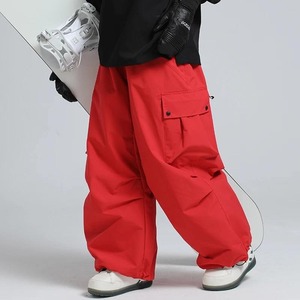 Pantalon cargo imperméable bleu pour homme, taille élastique avec cordon de serrage, idéal pour le snowboard, le ski et les activités de plein air - Product Image 6