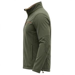 Veste d'hiver softshell personnalisée pour étudiants avec couleurs vertes de l'école, tissu coupe-vent imperméable et logo brodé - Product Image 5