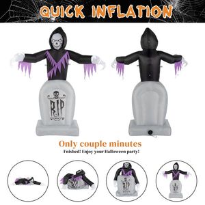 Luci LED a stringa da giardino da 2,4 m, 3 pezzi, decorazioni gonfiabili di Halloween a forma di Grim Reaper e tombe, decorazioni per esterni per il giardino. - Product Image 6