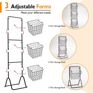 Cesto Portafrutta a 3 Livelli con Ciotole Rimovibili Convertibile in Struttura a 1/2 Livello e Base Antiscivolo in Ferro Nero - Cesto per Pane - Product Image 6