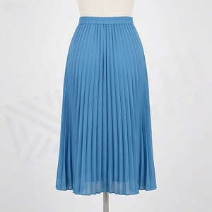 Women Pleated Chiffon Midi <b>Skirt</b> Solid Color Knee Length Regular Waistline Organza Fabric All Seasons Style - Product Image 2