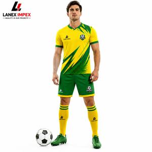 Ensemble de maillot de football personnalisé pour hommes et garçons, tenue de sport à manches courtes, tissu respirant, uniforme d'équipe, entraînement, logo, nom - Product Image 2