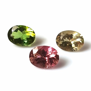 Trio de tourmalines naturelles multicolores du Mozambique, calibrées, 3,90 carats, taille ovale, pierres précieuses en vrac, ensemble 6x8 mm - Product Image 2