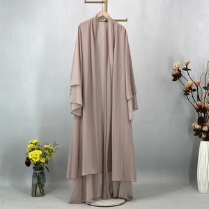 High Quality lightweight Ladies Long Floor Length Abaya Dress <b>Islamic</b> Ethnic Fashion Plain Polyester Chiffon Caftan Style - Product Image 5