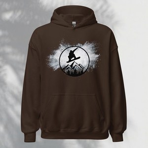 Sudadera con Capucha Gris Oscuro para Hombre con Estampado de Snowboarder, Ropa Casual de Invierno - Product Image 3