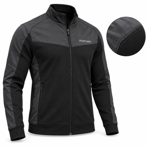 Chaqueta Bomber Deportiva para Hombre con Cuello Alto, Paneles de Tejido Elástico, Bolsillos con Cremallera, Transpirable, Poliéster y Spandex, Corte Ajustado, para Otoño - Product Image 1