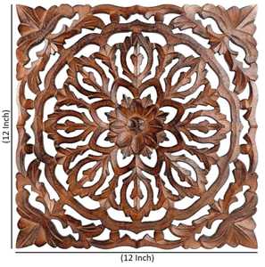 Round Carved Wooden Wall Hanging <b>Panel</b> Floral <b>Decorative</b> Wall Decor for Home Hotel Restaurant - Product Image 4