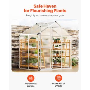 Ventana de Ventilación Ajustable de 6 x 4 Pies, Invernadero Exterior de Policarbonato con Puerta Corredera Estilo Pabellón, Invernaderos y Cuartos de Jardín - Product Image 4