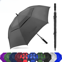 Parapluie automatique à double auvent ventilé avec logo personnalisé en fibre de verre pour le golf, cadeaux d'entreprise, concessionnaires automobiles