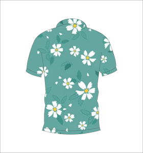 Mens Green Daisy Floral Pattern Polo Shirt Custom Sublimation Short Sleeve Summer Casual Breathable Lightweight Golf Shirt - Product Image 5