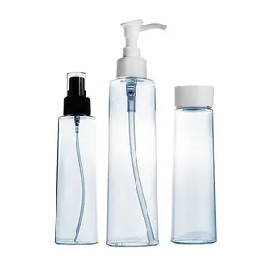 125Ml 150Ml 200Ml Petg Clear Plastic Conische Ronde Cosmetische Enkele Muur Fles W/Spray Lotion Pomp flip Up Cap (ACF-PT Serie)