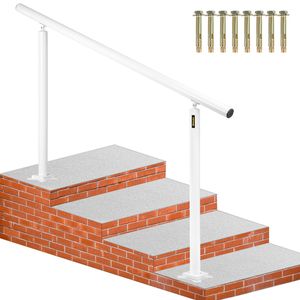 Kit Ringhiera per Scale Esterne in Alluminio da 1,5 m con Corrimano Bianco ad Angolo Regolabile per 0-5 Gradini, Accessibile agli Anziani - Product Image 1