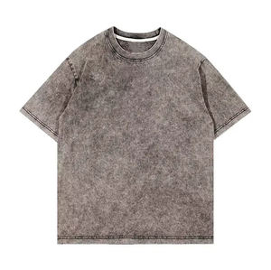 Oem Wholesale Men's Acid Wash T Shirt Streetwear 100% Cotton t Shirts with logo Customize Oversized Vintage T-shirt Custom Logo - Product Image 5