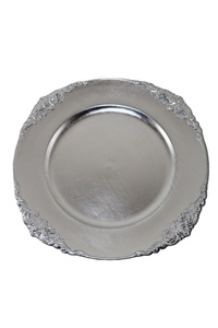 Placa de cargador de plástico de 13 pulgadas para decoración de bodas y fiestas, borde brillante con tema antiguo y Gatsby, MOQ 100 piezas - Product Image 3