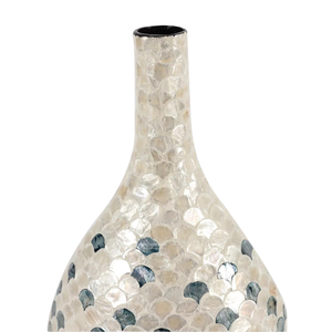 Scallop Inlay Floor <b>Vase</b>, Mother of Pearl Mosaic Tall Decorative Jar, Luxury Coastal Shell Art Home Accents - Product Image 2