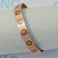 Bracelet manchette ouverte en cuivre pur de qualité supérieure, sept chakras, artisanat métallique écologique, design moderne, 180 mm, bien-être spirituel, énergie