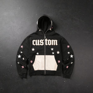 Sudadera con capucha extragrande de algodón terry con cremallera completa personalizada, 420 GSM, para hombre, estilo urbano, con estampado puff - Product Image 5