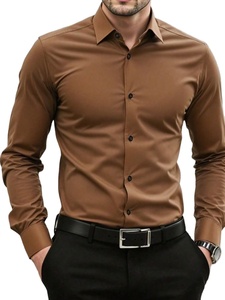 เสื้อเชิ้ตผู้ชายแบบเป็นทางการ เสื้อเชิ้ตผู้ชายลำลองสีขาวเรียบ แขนยาว ทรงเข้ารูป สำหรับทำงาน ขายส่ง เสื้อเชิ้ตผู้ชาย - Product Image 3