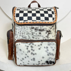 Recién llegado, mochila de cuero de vaca a cuadros con herramientas manuales, mochilas de pañales de diseño único para ocultar el pelo, duraderas para uso diario - Product Image 4