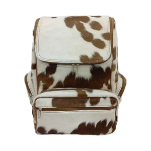 Sac à dos en cuir de vache imprimé animal, 15 pouces, plusieurs poches, sac à dos souple unisexe - Product Image 1