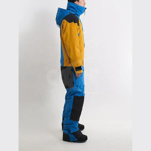 Ensemble veste et pantalon de ski pour homme, couleurs contrastées, bleu, jaune, noir, fermeture éclair à capuche, imperméable, Gore-Tex, isolation synthétique, adulte - Product Image 3