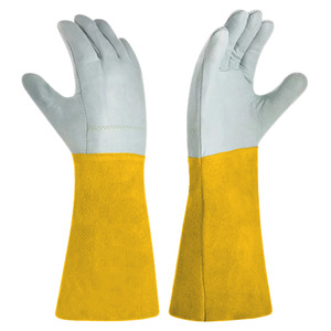 Gants de travail de haute qualité certifiés CE, résistants, en cuir de vachette grainé et croûte, pour soudage TIG, avec bandes réfléchissantes de sécurité - Product Image 4