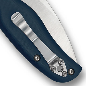 Couteaux pliants d'extérieur en acier inoxydable avec manche antidérapant bleu marine foncé, lame de coupe tranchante, trou rond pour le pouce et porte-couteau métallique - Product Image 6