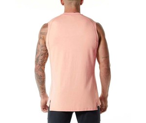 Débardeur de sport OEM personnalisé, T-shirt sans manches découpé, impression sur maillot de corps, maillot de corps pour hommes en Spandex/Coton avec design frontal - Product Image 4
