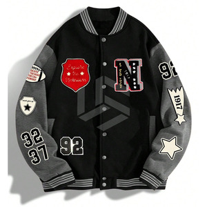Custom Embroidered Baseball Bomber <b>Jacket</b> With Monochrome Letterman Varsity Design <b>Winter</b> Season <b>Leather</b> Sleeve Letterman Logo - Product Image 1
