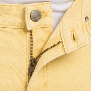 Pastel Yellow Mens Slim Fit Denim Jeans Straight Leg Casual Fashion Pants Stitched <b>Knee</b> Detail Streetwear Trousers With Pockets - Product Image 6